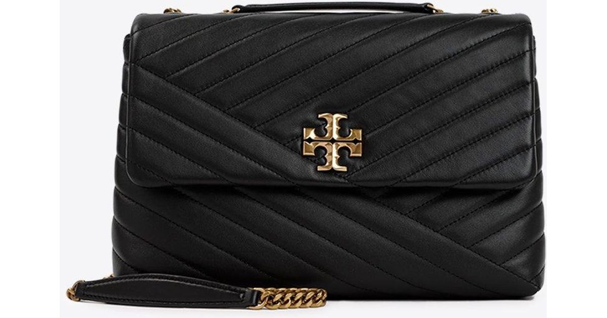 Tory Burch Kira Quilted Chevron Shoulder Bag In Nappa Leather in Black