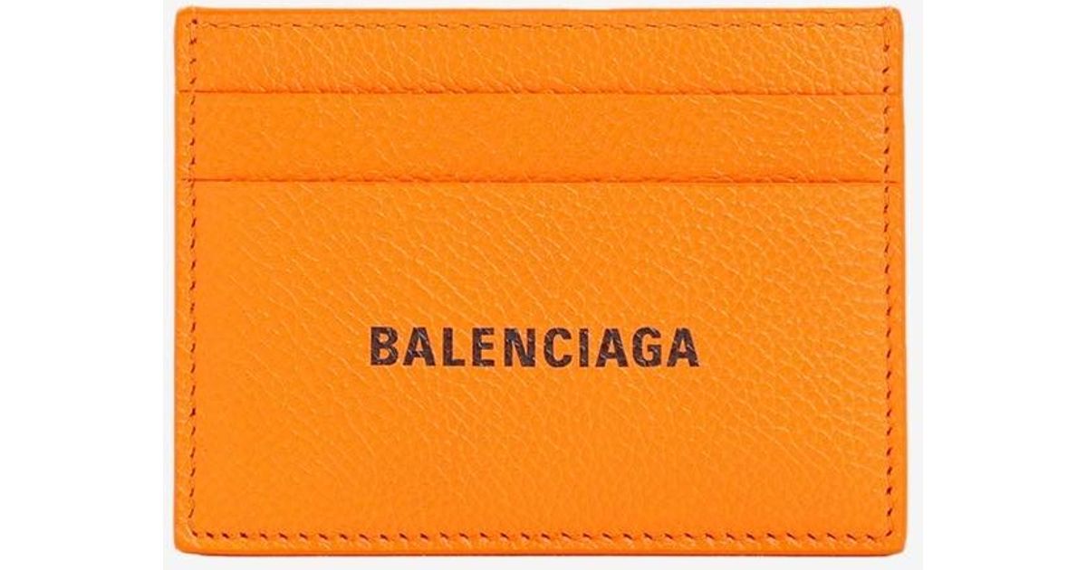 Balenciaga Cash Card Holder In Calf Leather in Orange for Men Lyst