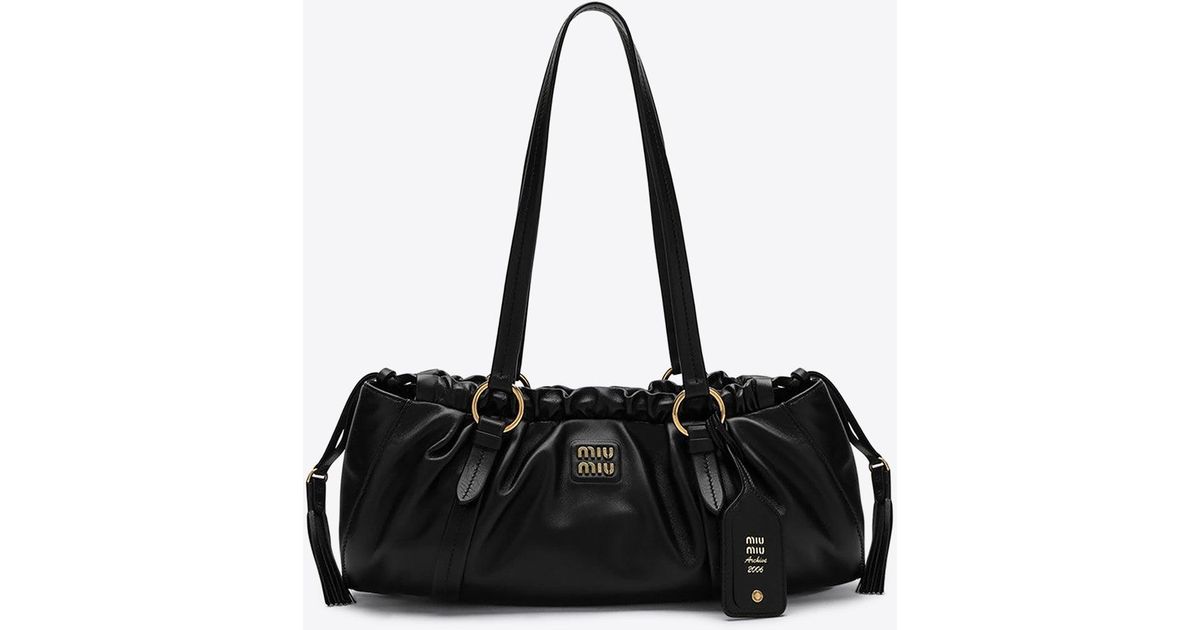 ショルダーバッグ・ポシェット MIUMIU BLACK LEATHER JOIE SHOULDER BAG Miu Miu Joie Shoulder Bag | Black | FARFETCH