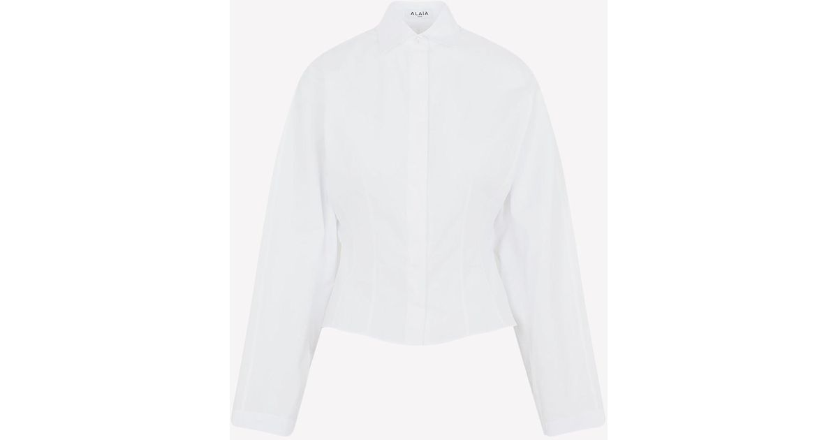 Alaïa Cotton Corset Style Shirt in White | Lyst