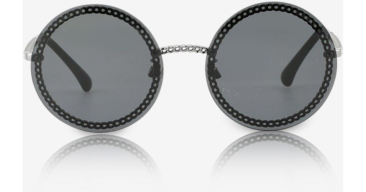 Chanel Double Chain Round Sunglasses Onesize in Black Lyst