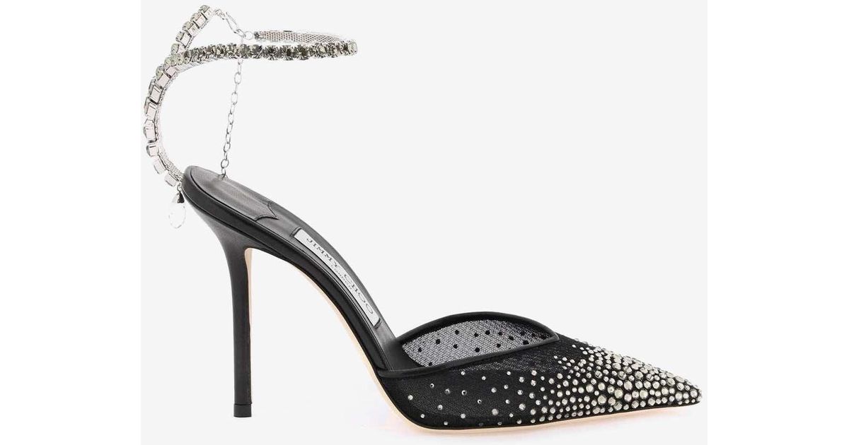 Saeda 100 | Black Suede Pumps with Crystal Embellishment