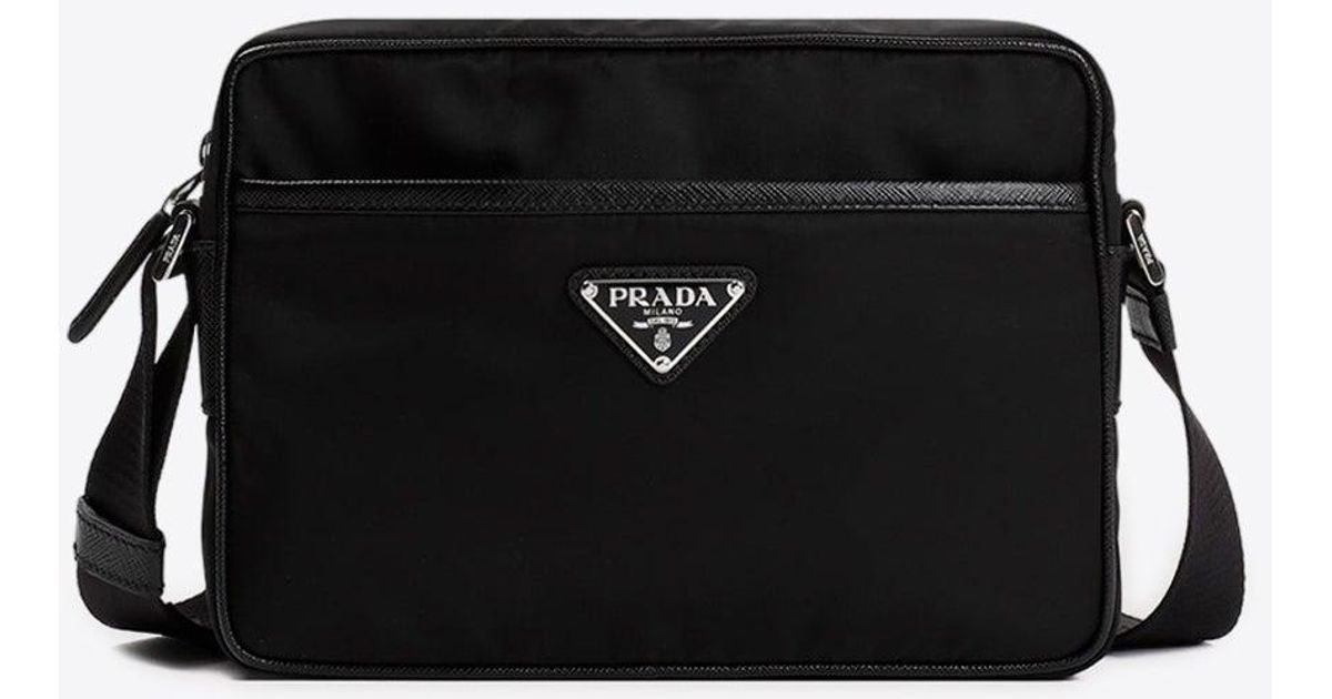 Prada Re-nylon Messenger Bag in Black for Men | Lyst