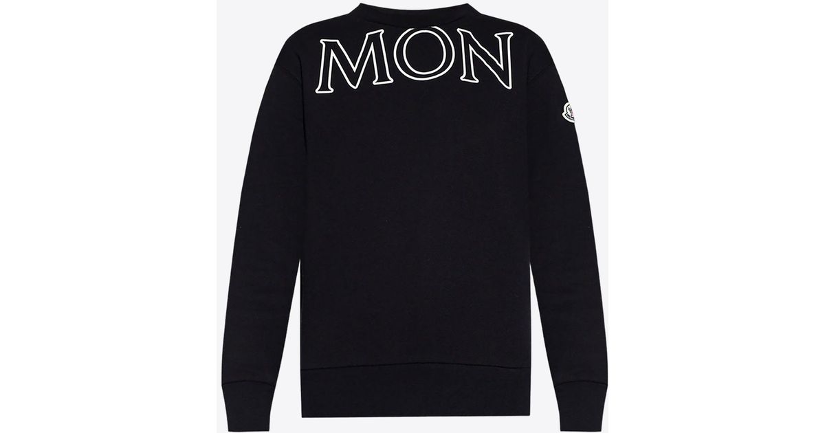 Moncler Crewneck Logo Sweatshirt in Blue | Lyst