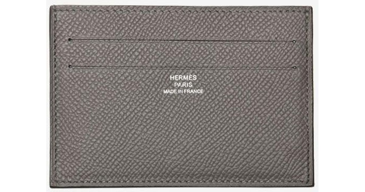 Hermès Citizen Twill Cardholder In Gray Epsom Leather in White Lyst