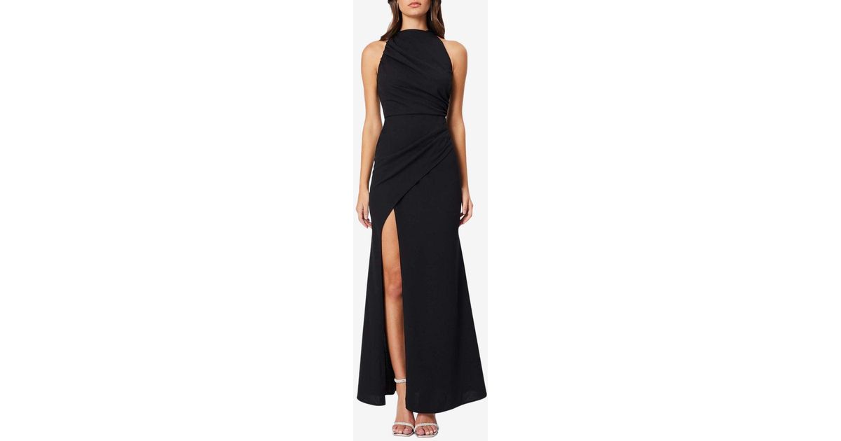 Elliatt Jade High-Neck Draped Maxi Dress in Black | Lyst