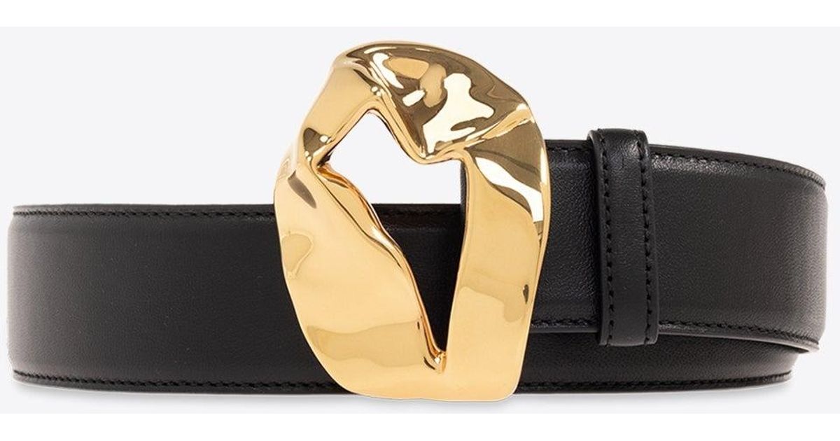 Bottega Veneta Abstract Buckle Leather Belt in White | Lyst