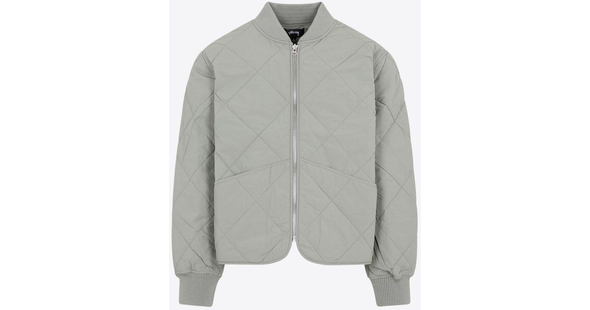 Stussy Dice Quilted Zipup Jacket in Gray for Men Lyst