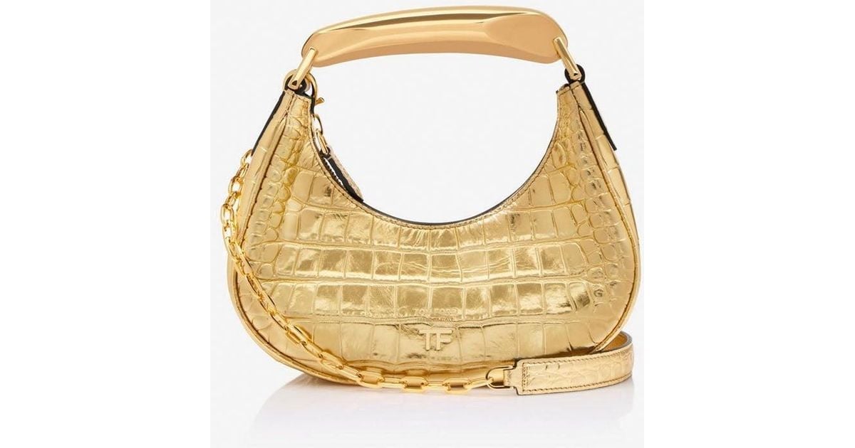 TOMFORD ビアンカ シャイニー エンボス ミニ ホーボーバッグ Tom Ford Tom Ford Bianca Shiny Embossed Mini Hobo Bag - Tote