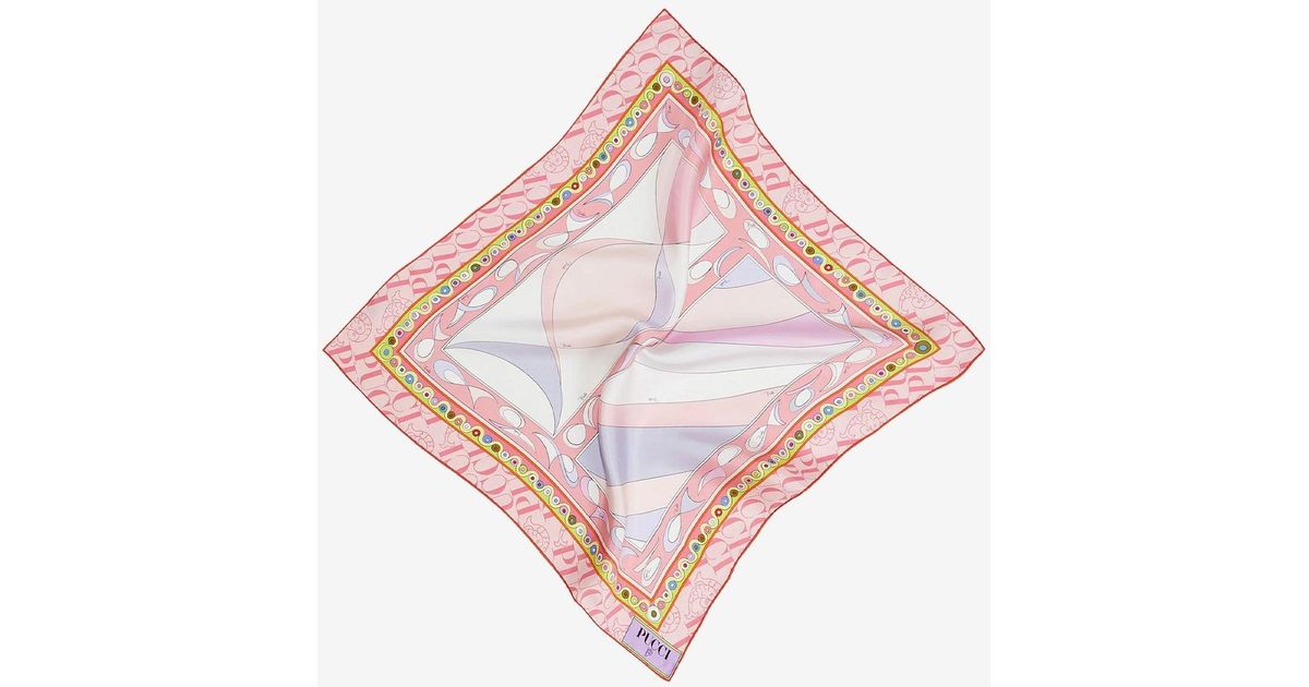 Emilio Pucci Medium Pesci And Iride Print Silk Twill Scarf in Pink | Lyst