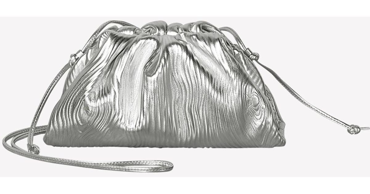Bottega Veneta Metallic Bark Mini Pouch - Silver Clutches, Handbags -  BOT146777