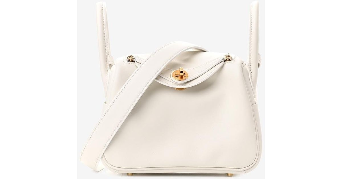 Hermès Mini Lindy 20 In Nata Swift Leather With Gold Hardware in