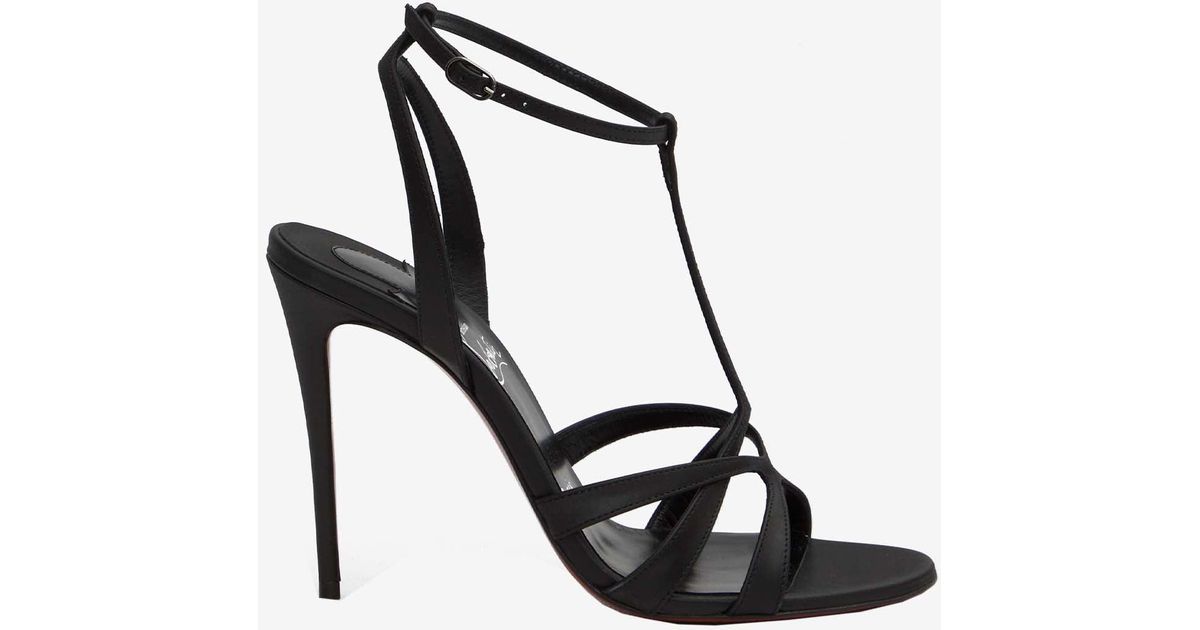 Christian Louboutin Tangueva 100 Strappy Leather Sandals in Black | Lyst