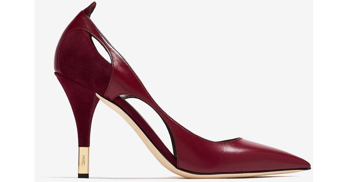 Saada Chloé Saada 95 Leather And Suede Pumps in Red | Lyst