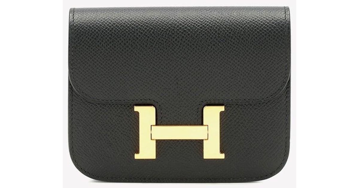 Hermès Constance Slim Wallet In Black Epsom With Gold Hardware in White |  Lyst Canada