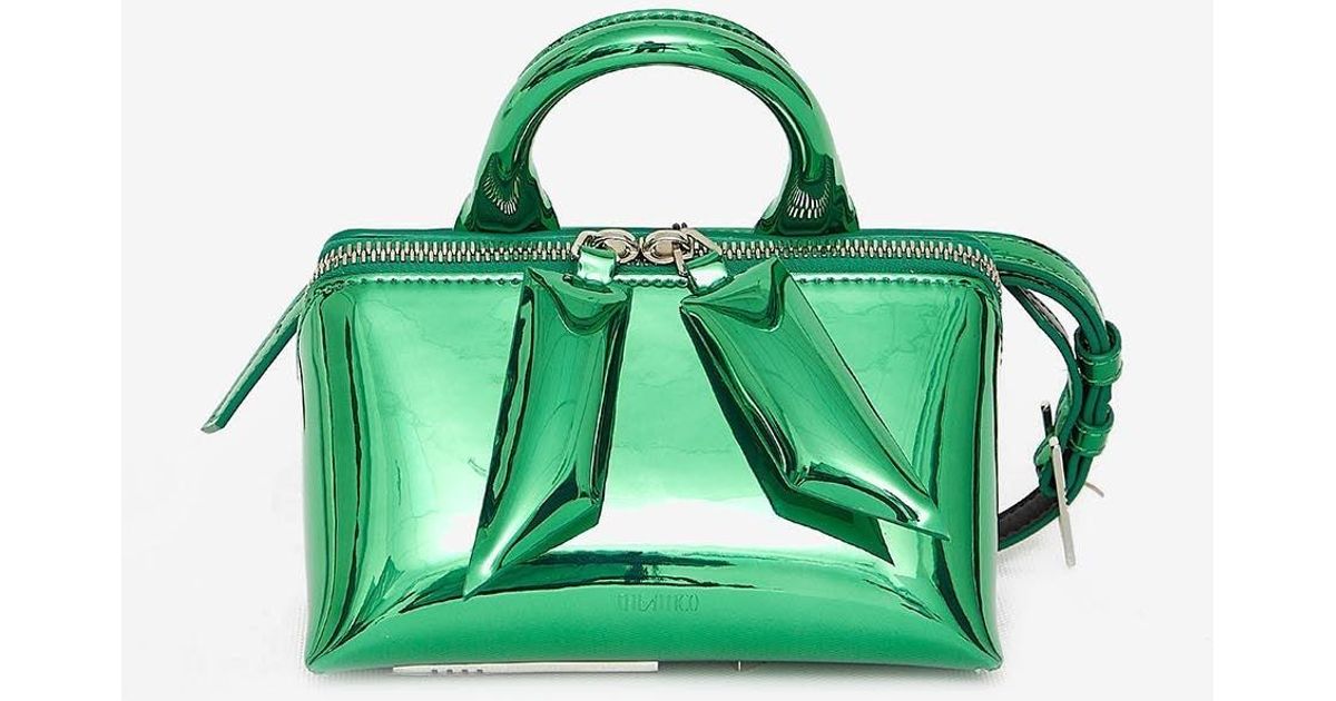 The Attico Mini Friday Laminated Top Handle Bag in Green | Lyst