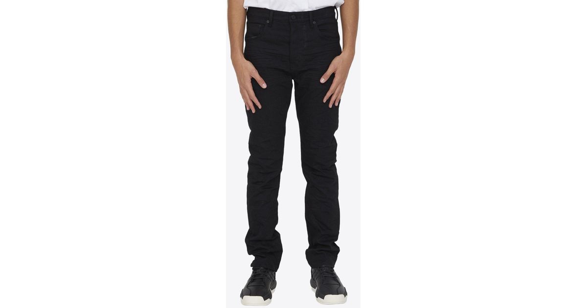 Purple Brand Logo Patch Slim-fit Jeans in Black for Men