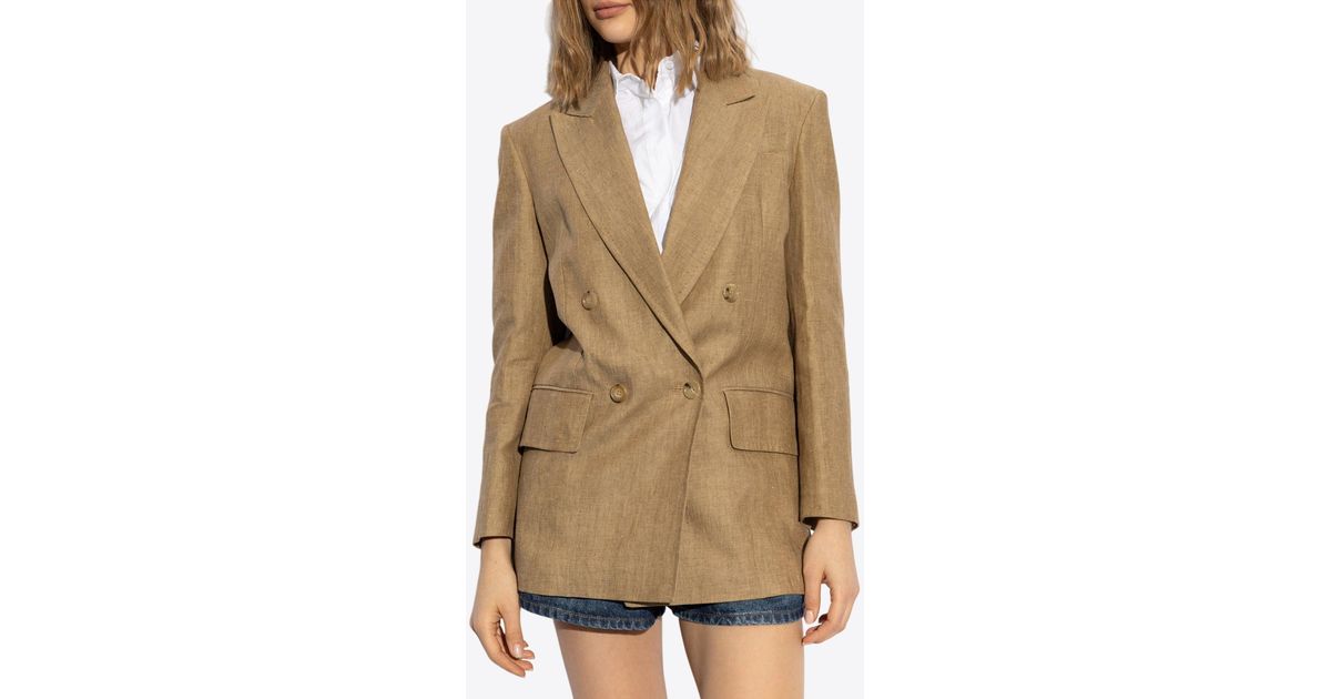 Max Mara Gerla Double-Breasted Linen Blazer in Natural | Lyst