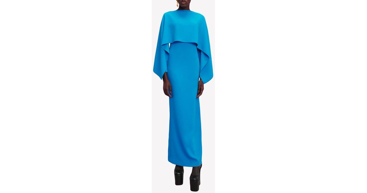 Solace London Yael Draped Maxi Dress With Cape in Blue | Lyst UK