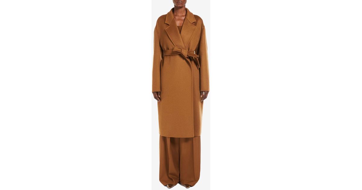 【Max Mara】MELINDA MIDI CASHMERE COAT Cashmere midi coat with belt, tobacco | 