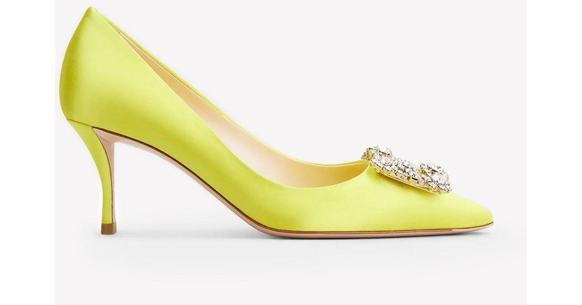 roger vivier flower strass buckle pumps in satin