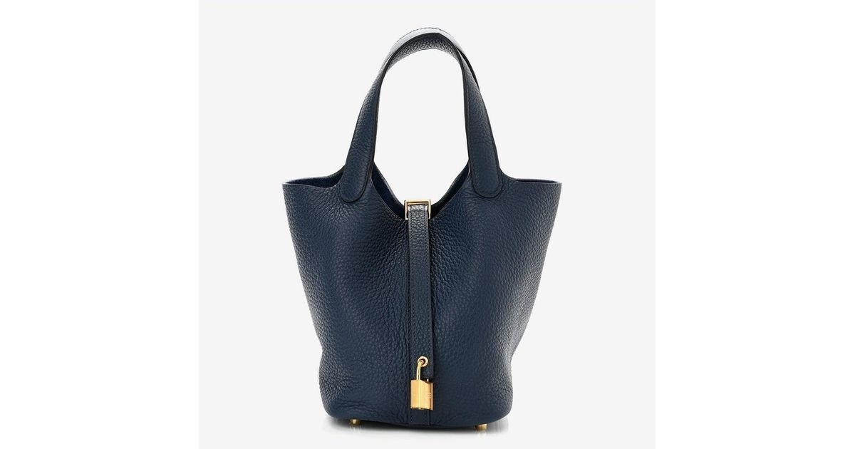 Hermès Picotin Lock 18 In Bleu De Prusse Taurillon Clemence With Gold Hardware in Blue Lyst
