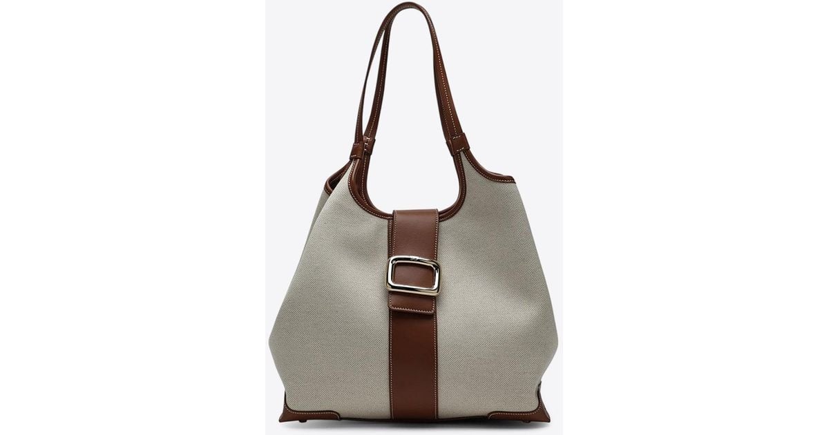 Roger Vivier Medium Viv' Choc Tote Bag in Natural | Lyst