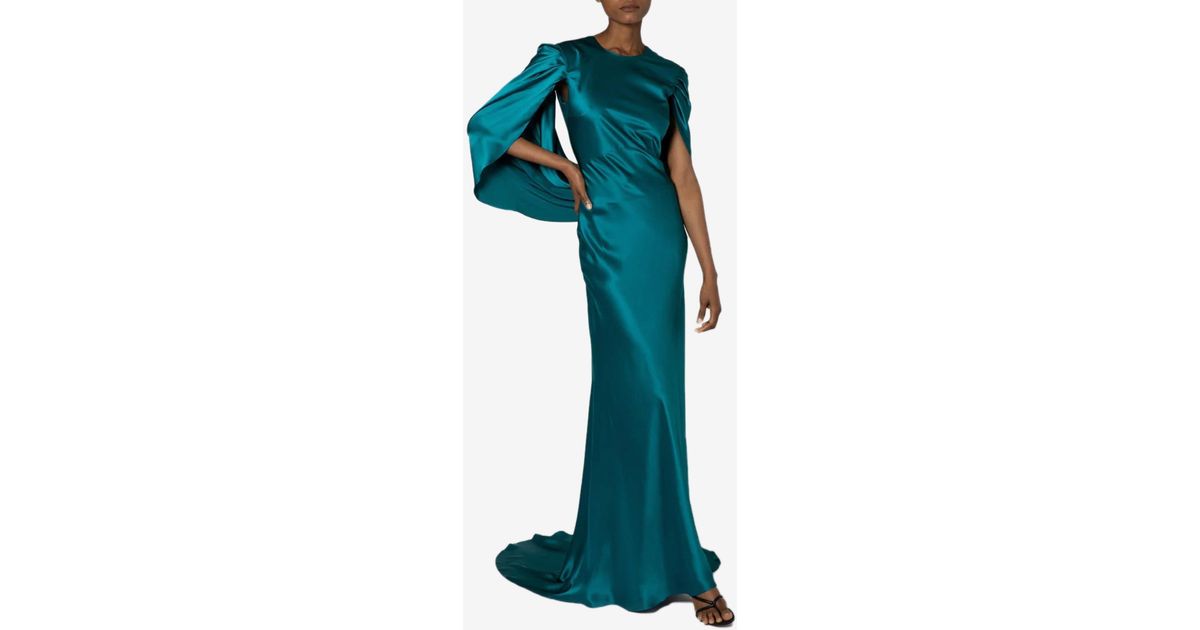ROKSANDA Oriana Draped Gown In Silk in Green | Lyst