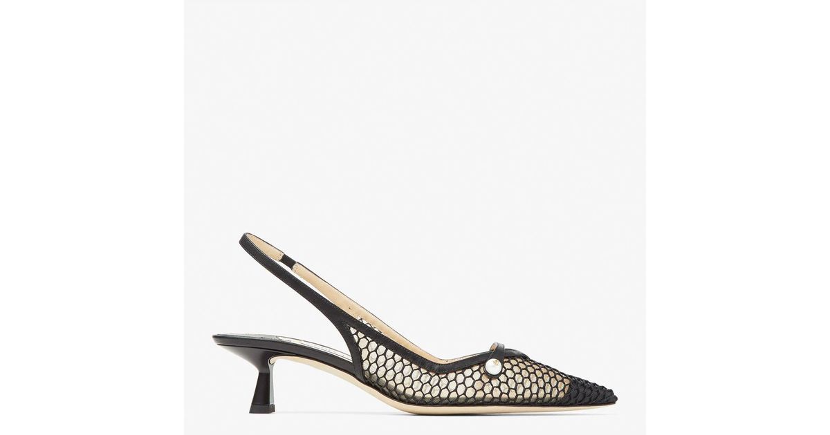 Jimmy Choo Leather Amita 45 Slingback Pumps In Mesh in Black Lyst Canada