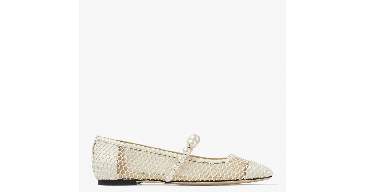 Jimmy Choo Ade Pearl Embellished Mesh Ballet Flats in White Lyst