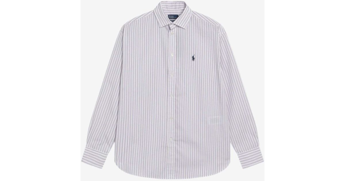 Polo Ralph Lauren Long-Sleeved Stripe Shirt in White | Lyst