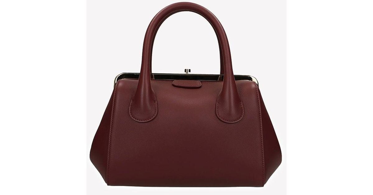 Chloé Joyce Frame Top Handle Bag In Leather in Burgundy (Red) | Lyst