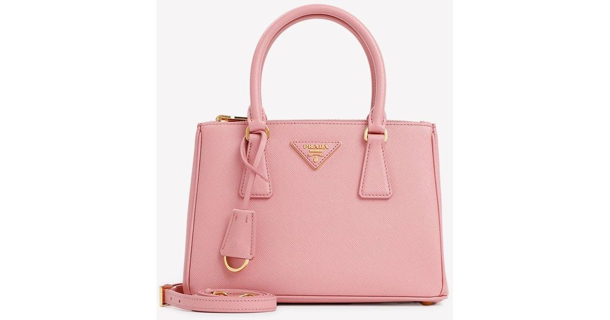 Prada Small Galleria Top Handle Bag In Saffiano Calfskin in Pink | Lyst