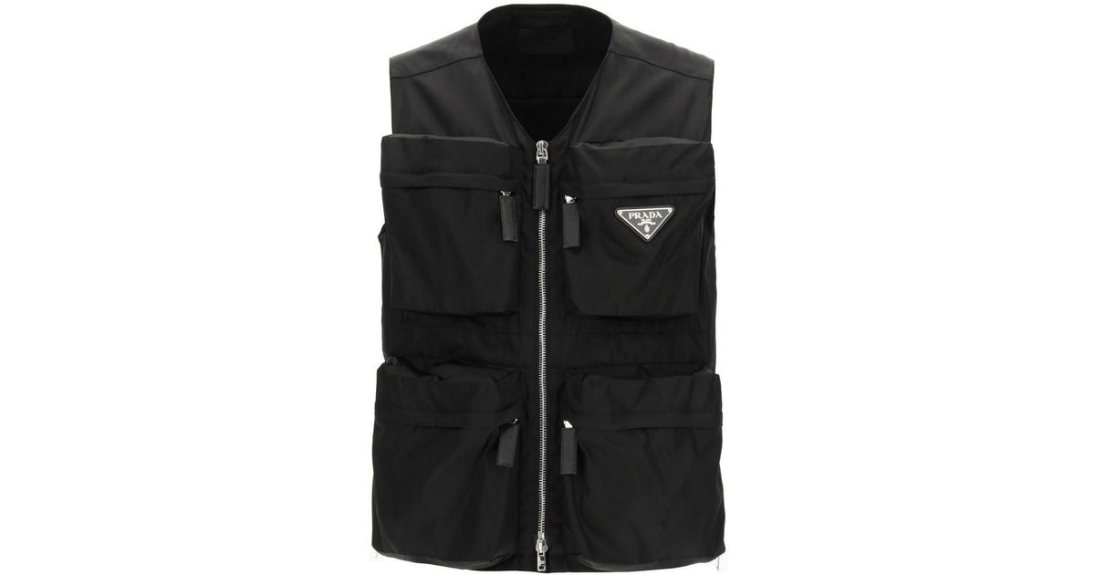 Prada Multi-pocket Vest In Re-nylon M in Black for Men | Lyst