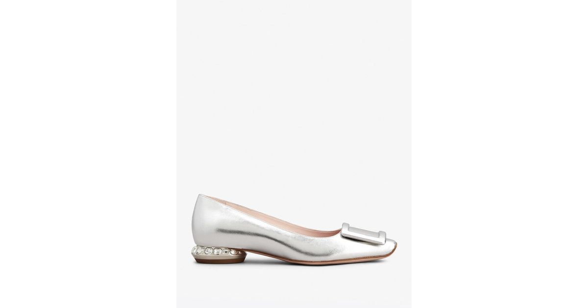 Roger vivier hotsell silver flats