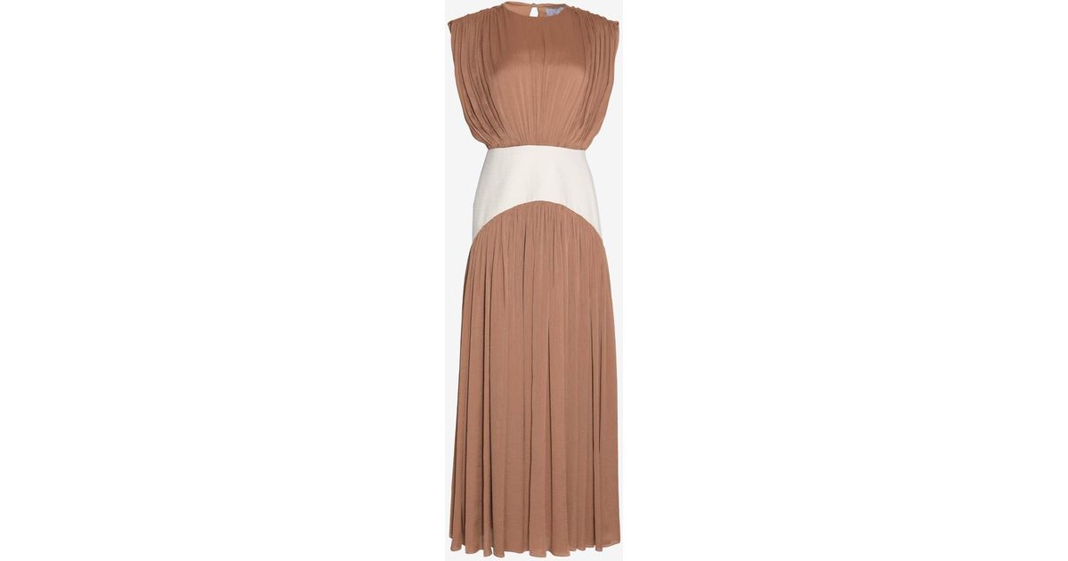 Abadia Suri Gathered Maxi Dress in Natural | Lyst