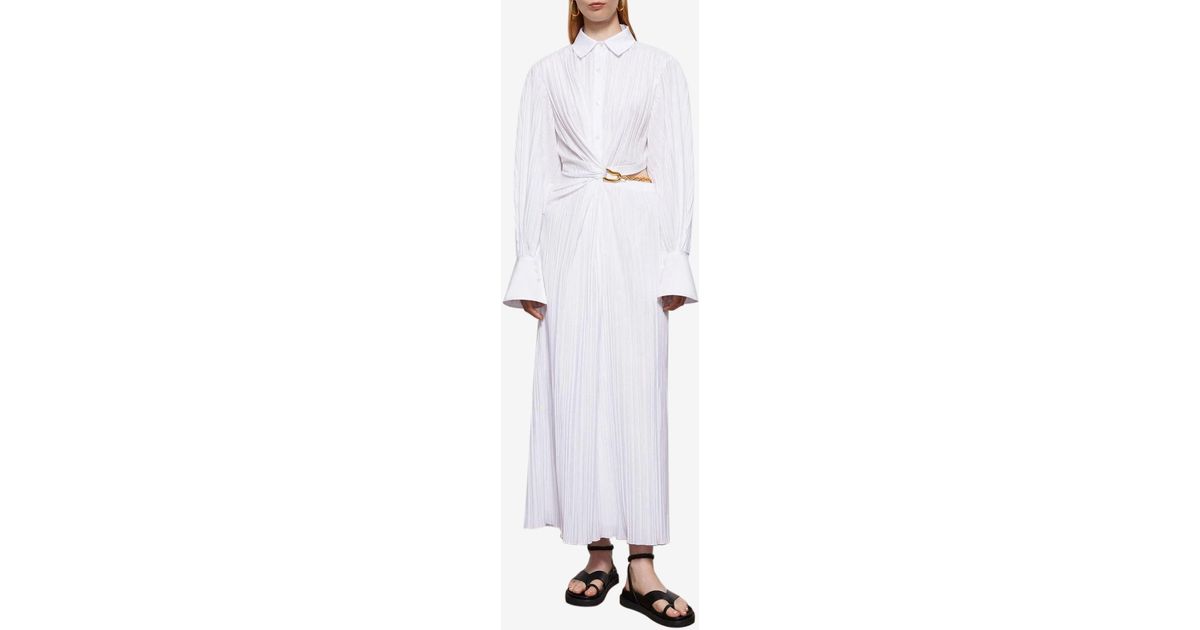 Jonathan Simkhai Cotton Fraya Pleated Maxi Dress in White | Lyst Australia