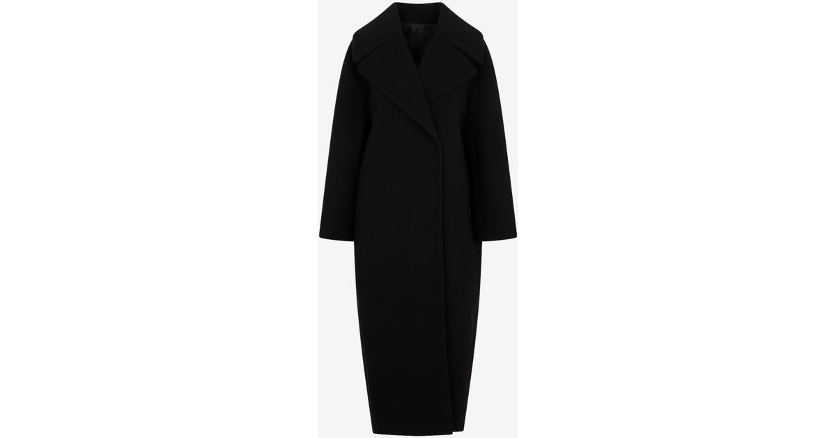 Alaïa Maxi Coat In Virgin Wool in Black | Lyst