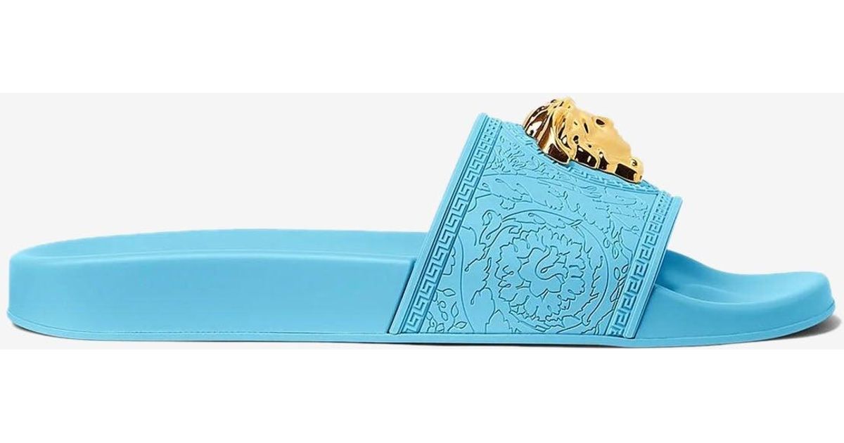 Versace Palazzo Pool Slides With Medusa Plaque in Blue Lyst Canada