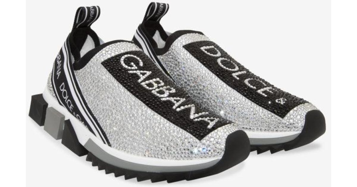 dolce & gabbana black white and red sorrento logo sneakers