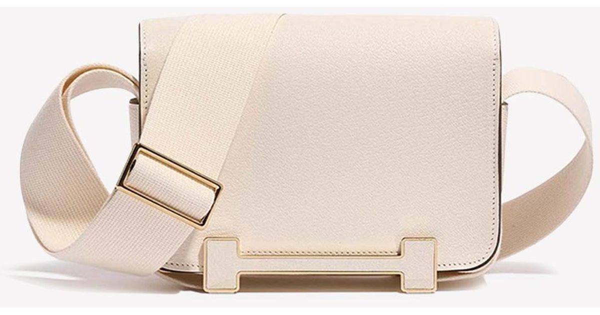 Hermès Geta Shoulder Bag In Nata Chèvre Mysore With Gold Hardware in