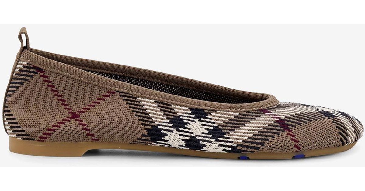 Burberry Knitted Check Ballet Flats in White | Lyst