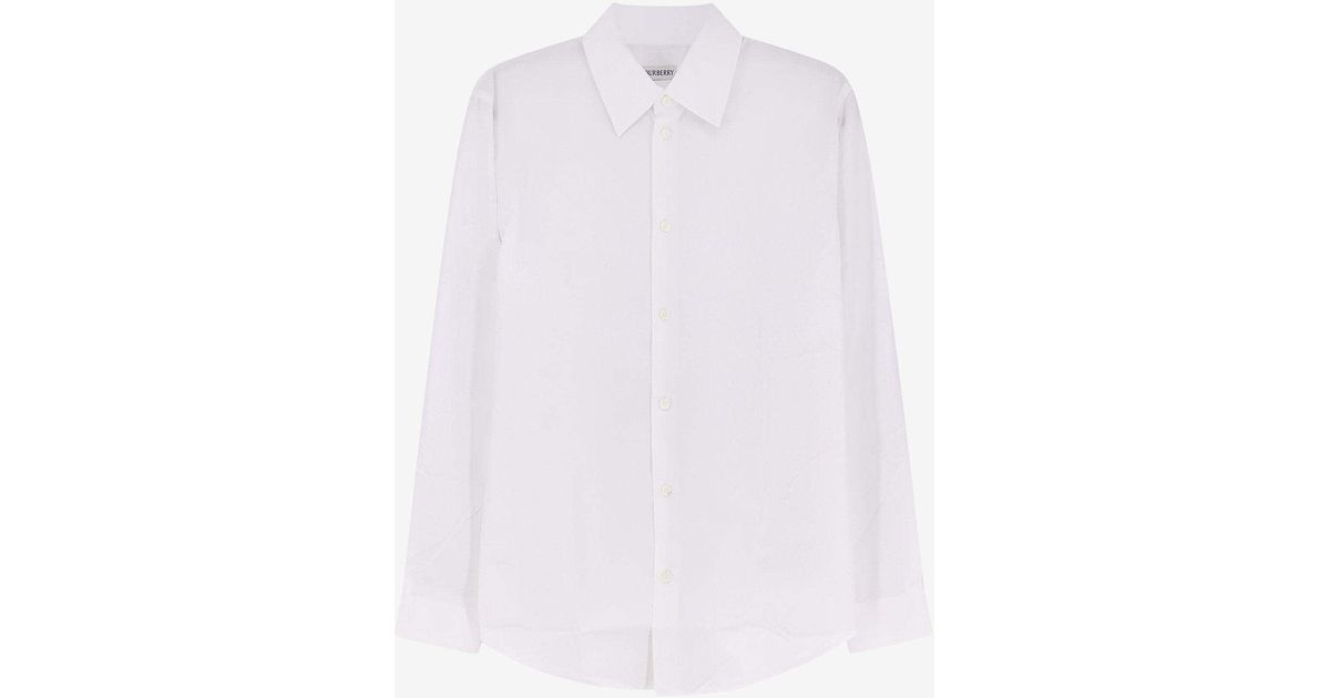 Burberry Long-Sleeved Buttoned Shirt in White for Men | Lyst