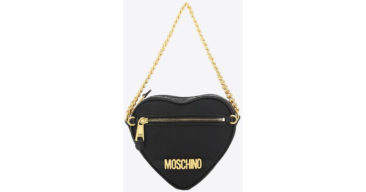 Moschino Logo Lettering Heart-Shaped Shoulder Bag in Black | Lyst