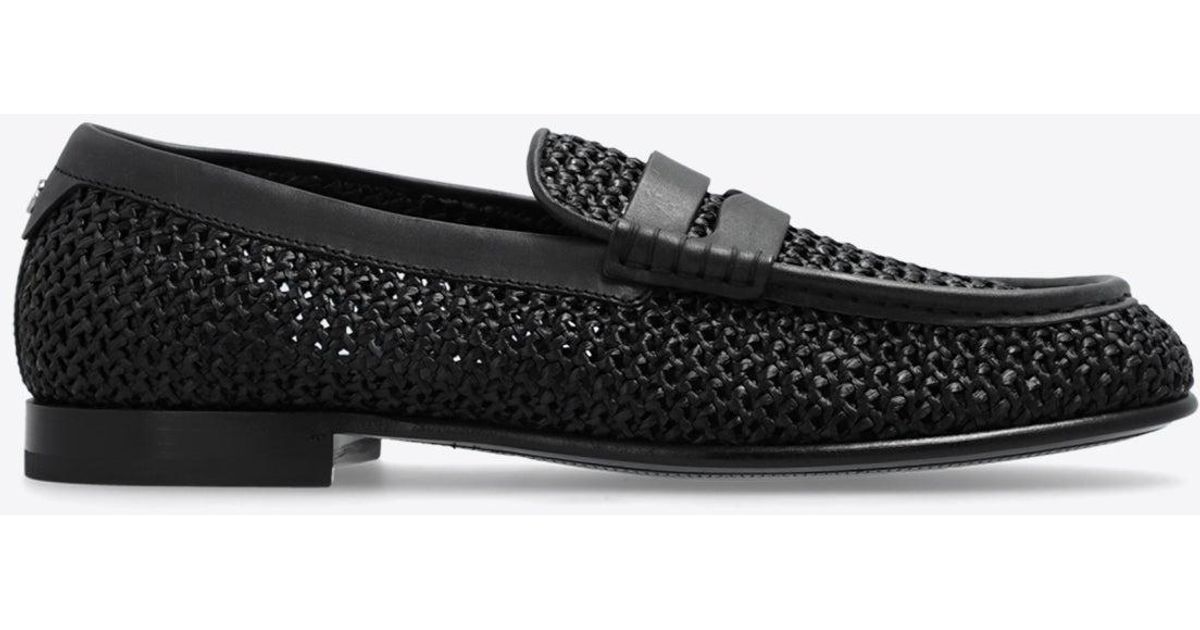 Dolce & Gabbana Brown Woven Raffia Slip On Loafers Shoes