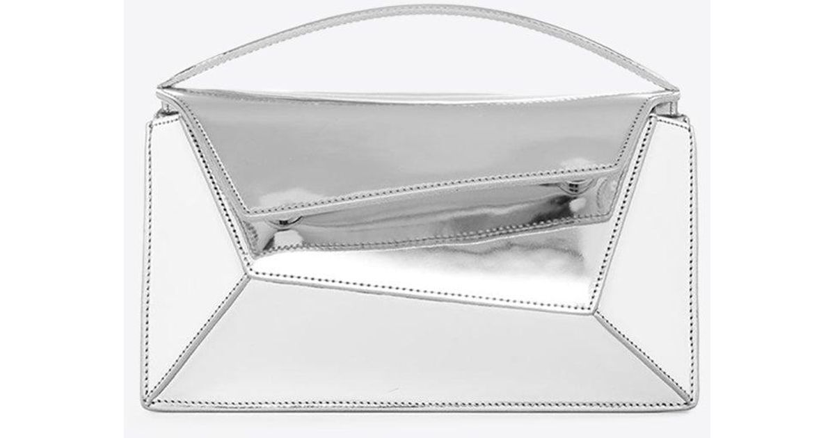 Mlouye Small Naomi Top Handle Bag In Metallic Leather in White Lyst
