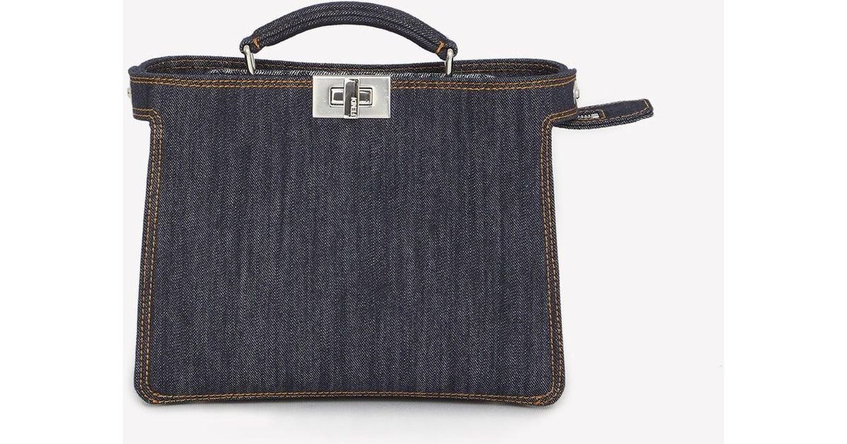Fendi Peekaboo Iseeu Denim Shoulder Bag in Blue for Men Lyst