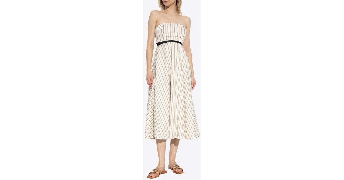 【送関込】Max Mara☆Fervida Striped Midi Dress Max Mara Fervida Stripe Bustier Cotton & Linen Midi Dress