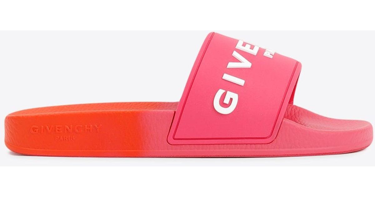Givenchy Two-tone Logo Rubber Pool Slides in Pink | Lyst