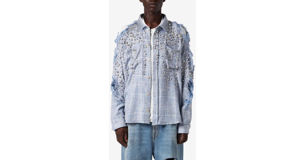 Tシャツ・カットソー 1989 STUDIO SS24 Embroidered flanel shirt (SS2425 SKYBLUE) 1989 Studio Embroidered Flanel Shirt | italist